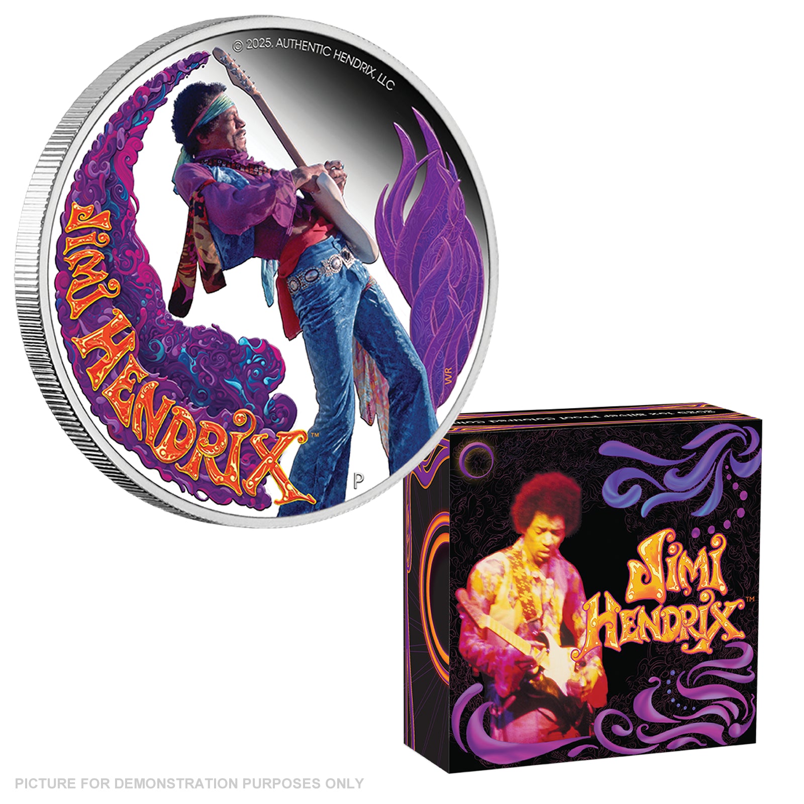 2025 Perth Mint - Jimi Hendrix 1oz Silver Proof Coloured Coin